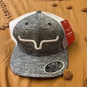 Kimes Ranch KR- Heather Grey/White Weekly Trucker Cap.